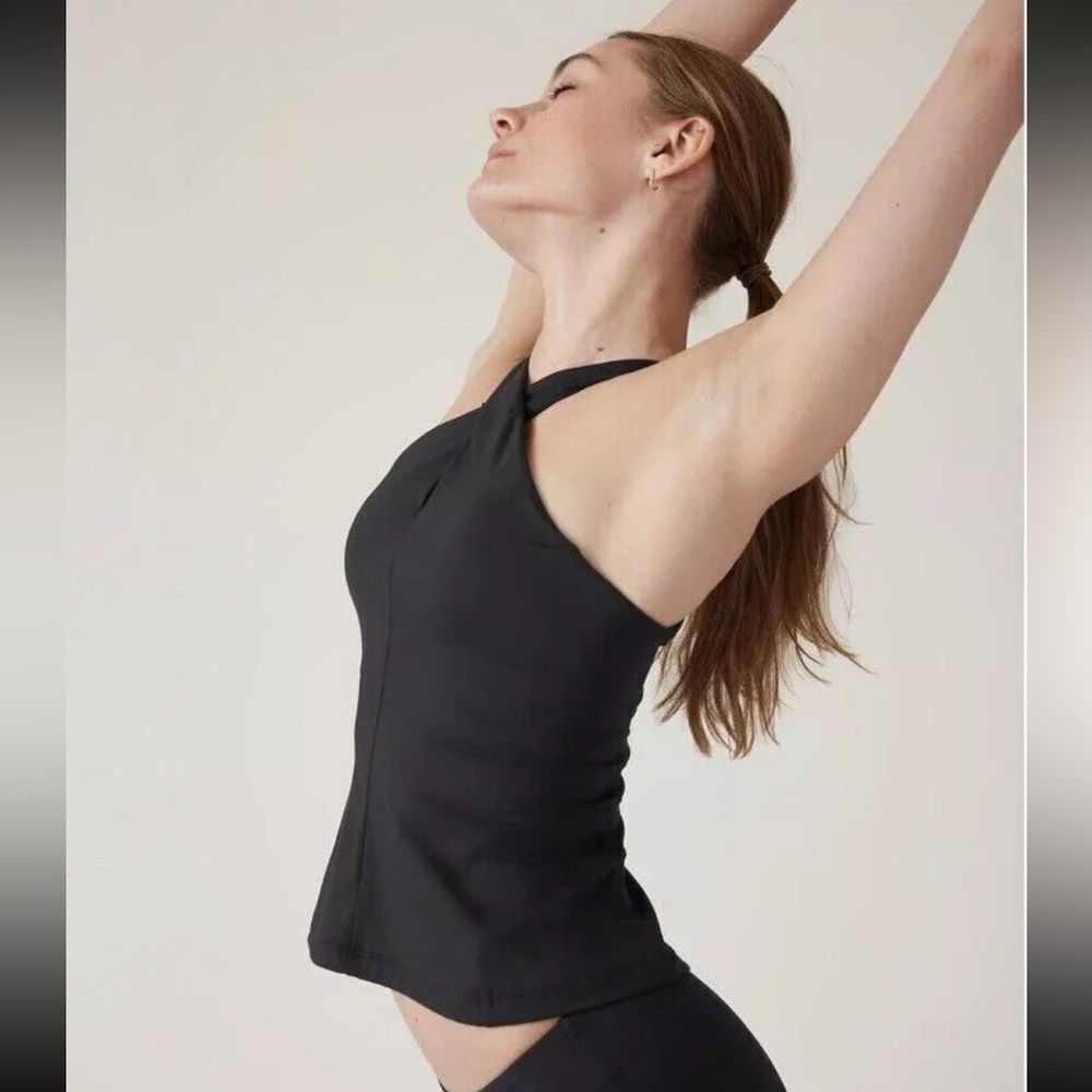 Athleta Black Crossed Tankini Top-Size M-Black-NWT